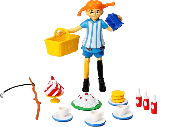 Pippi Langstrømpe figur med tilbehør – teparty