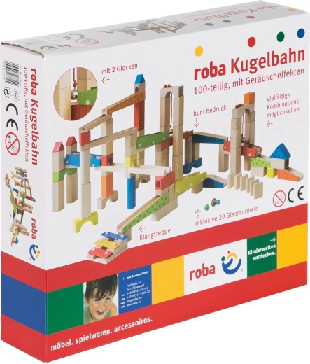 Roba kuglebane i træ i glade farver, 100 dele