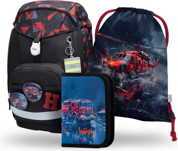 Skolesæt BAAGL Airy Plus Redningsfolk – rygsæk, penalhus og pose