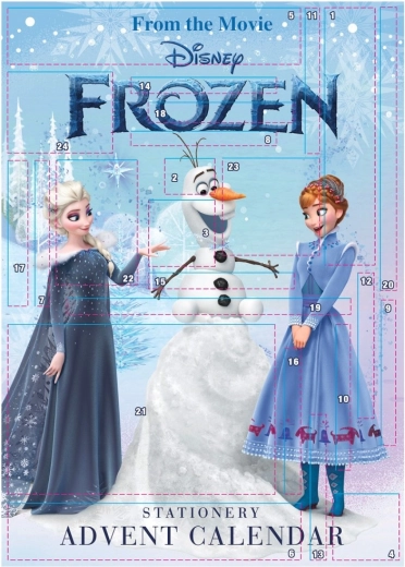 Frozen-adventskalender med papirvarer-overraskelser