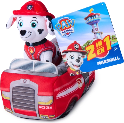 paw patrol marshall 2-i-1 plysbamse med brandbil 22 cm