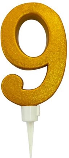 Kagelys tal 9 guld 16 cm