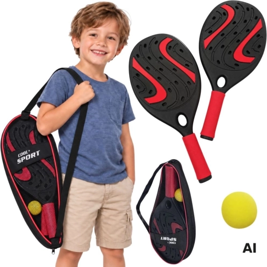 WOOPIE-sæt med padeltennisbat, bold og fjerbold - 4 stk.