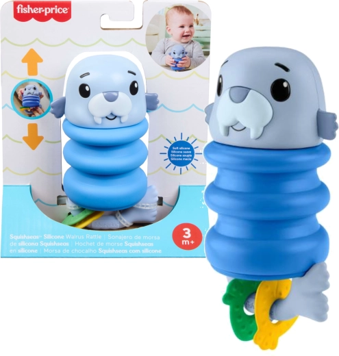 Sanselegerangle til babyer med sæl og silikonefjeder FISHER-PRICE