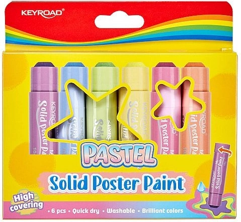Faste temperafarver i stift KEYROAD Pastel – sæt med 6 stk.