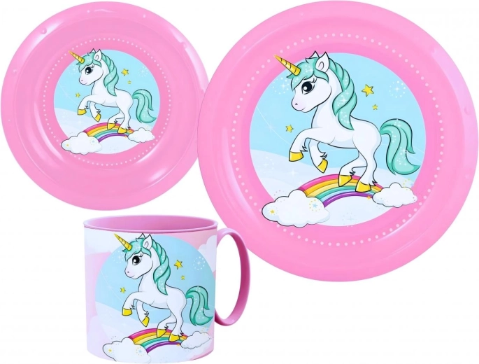 Børne plast spisesæt Unicorn (3 dele)