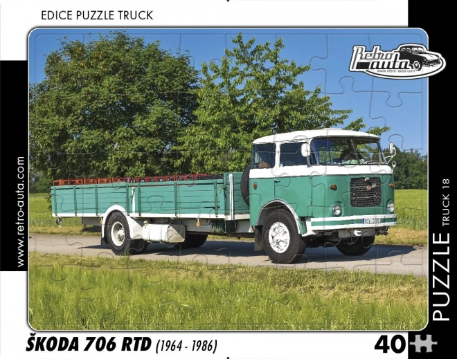 Puslespil Retro biler Škoda 706 RTD – lastbil, 40 brikker