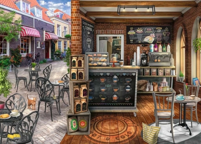 Puslespil 2D 1000 brikker – charmerende café Ravensburger