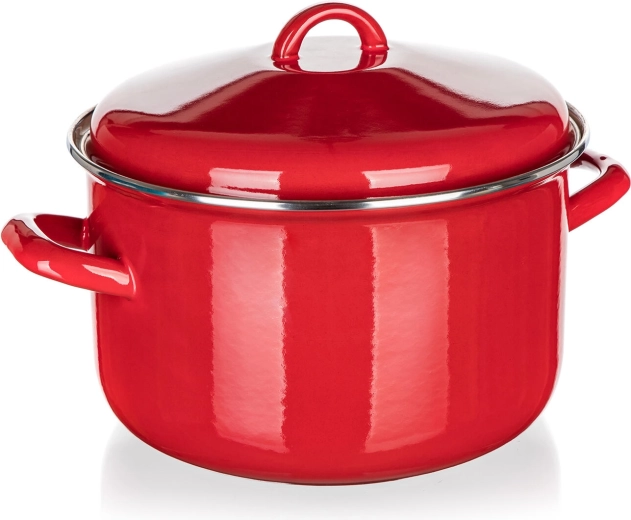 Emaljeret gryde med låg 24 cm 5,9 l Milton rød