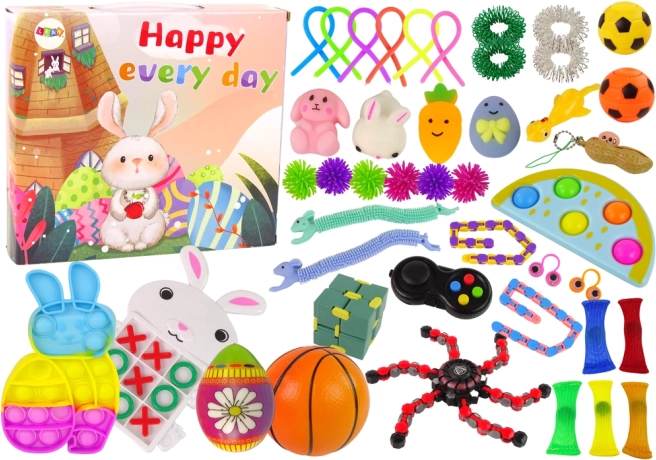 Påskesæt med fidgetlegetøj Pop It og squishy antistress – 42 stk.