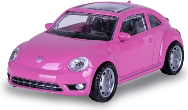 Volkswagen Beetle-model i metal i pink i målestok 1:43