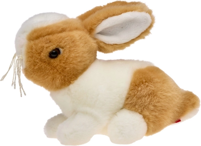 Plysset brunhvid kanin 16 cm