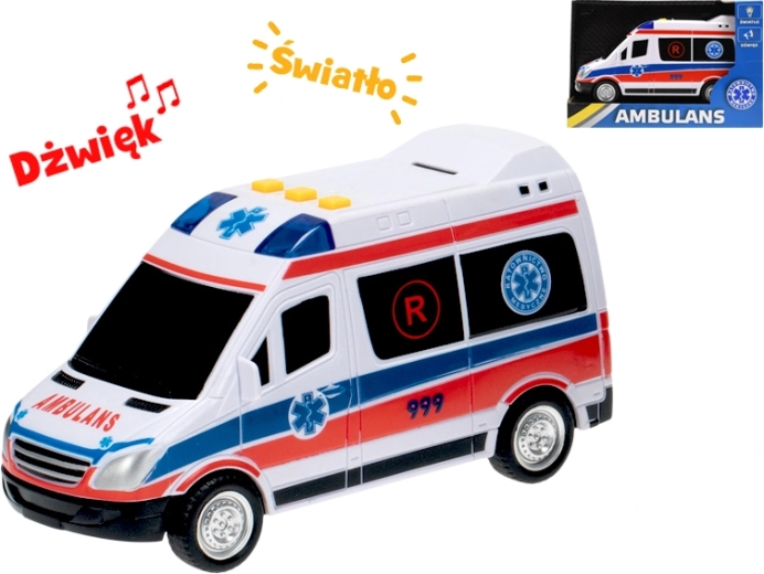 Legeambulance med polsk design – friktionsmotor, lys og lyd