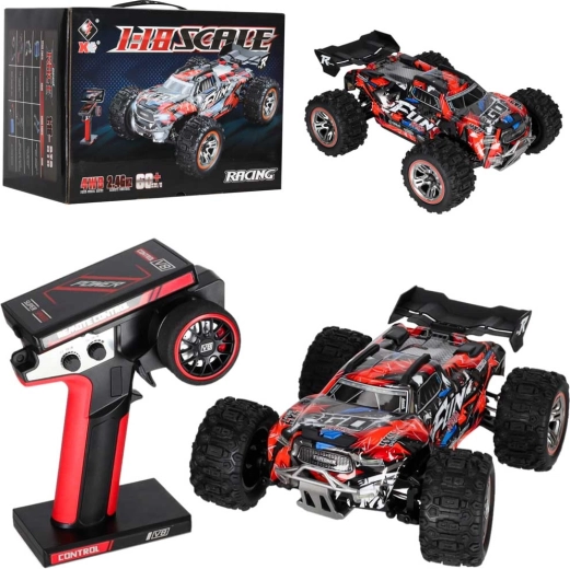 RC-terrængående bil WLToys 184008 1:18 4WD med børsteløs motor og LED-belysning