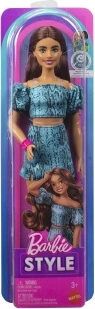 Mattel Barbie Fashionistas samlerdukke med mørkt hår i todelt turkis outfit