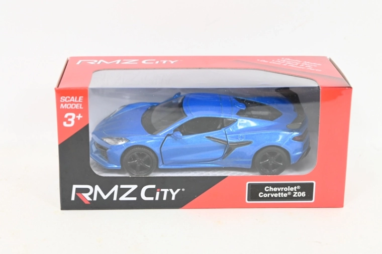 RMZ Chevrolet Corvette Z06 2023 – blå metalmodel 1:37 med pull-back