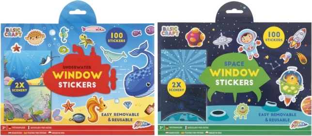 Kreativt sæt vinduesklistermærker og scenerier
