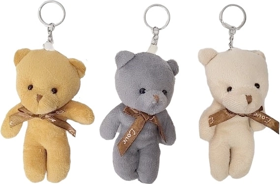 Plys-bamse nøglering med sløjfe
