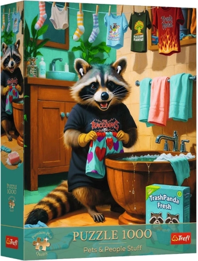 Puzzle 1000 Premium Plus – Vaskedag for vaskebjørnen