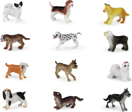 Sæt med 12 plastikhunde