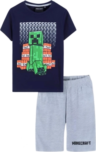 Minecraft-pyjamas mørkeblå-grå