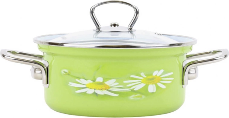 Emaljeret gryde BELIS Daisy 24 cm med glaslåg, 4,5 l