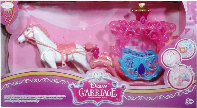 Karet med hest til dukker med lyseffekter