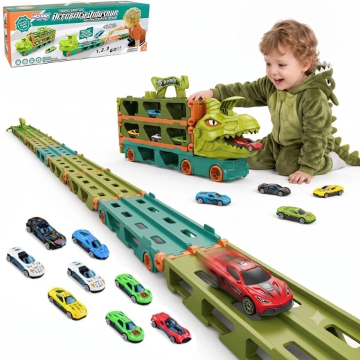 Woopie dinosaur-lastbil med racerbane på 2,1 m