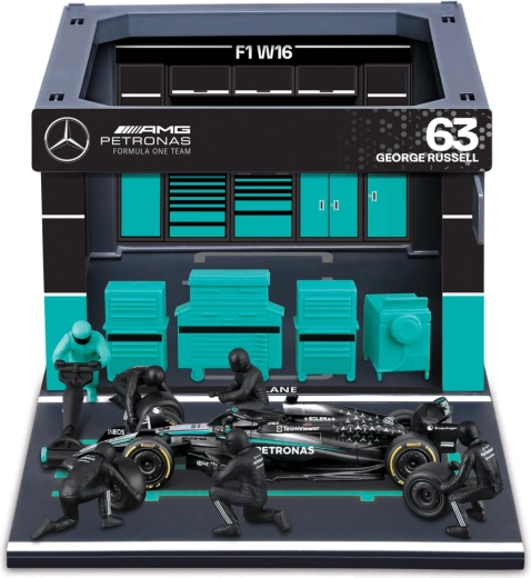 Bburago Formula Racing F1 Pit Pass-sæt Mercedes-AMG Petronas W16 2025 George Russell 1:43