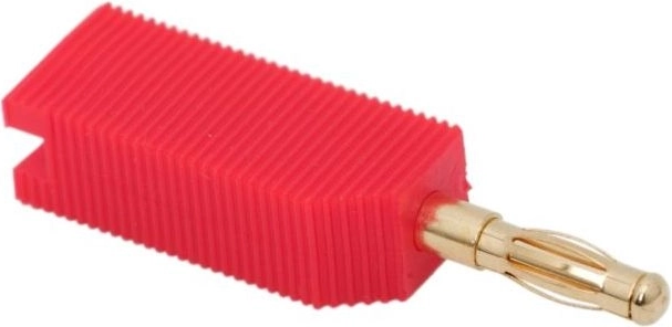 Forgyldt bananstik, rød, til 4 mm kabler