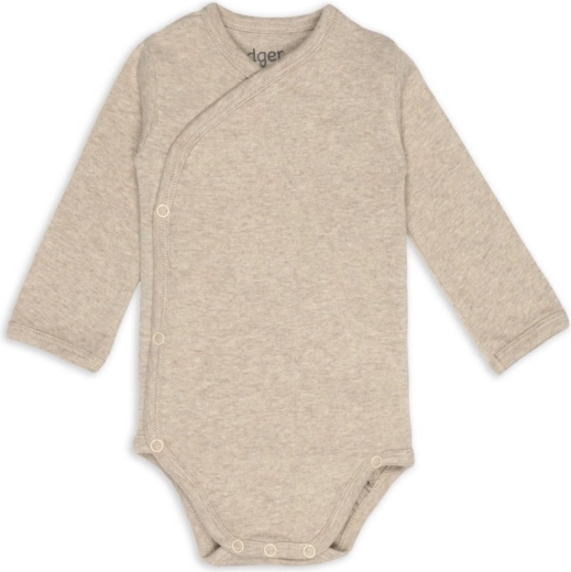 Lodger slå-om-body med lange ærmer melange beige, str. 62