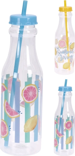 Drikkeflaske med sugerør 650 ml – mix af sommermotiver