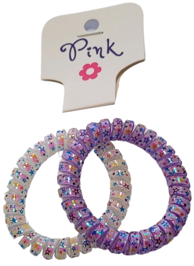 PINK spiralhårelastikker perlemorsglans 2 stk.