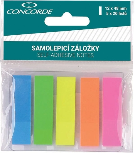 Selvklæbende neonfaner CONCORDE 12 × 48 mm, 5 farver