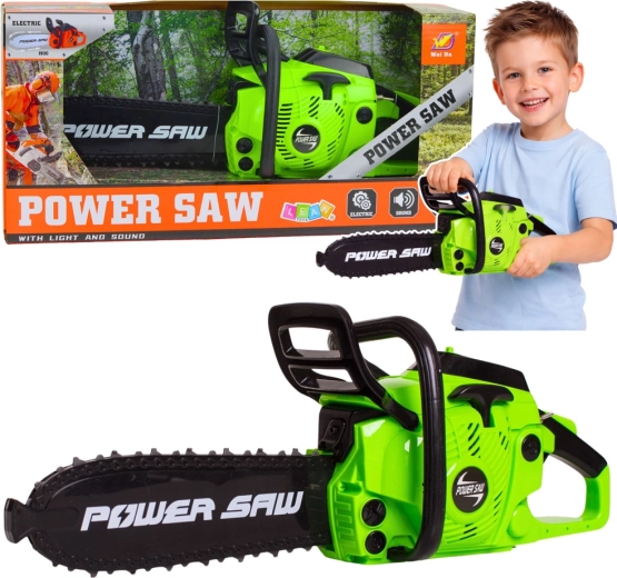 Legetøjskædesav til børn med lys og lyde – grøn