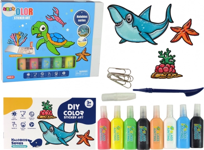 Vinduesklistermærker Havdyr Skildpadde DIY 8 Farver Glimmer