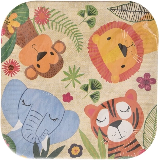 Papirfesttallerkener Jungle 23 × 23 cm, 10 stk.