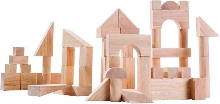 PlanToys naturligt byggesæt i træ – 50 dele