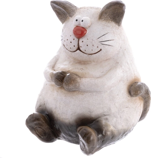 Dekorativ kattefigur i polyresin, beige, 36 cm