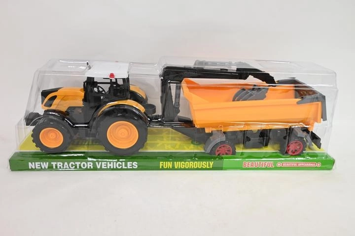 Traktor med trailer og læssegrab