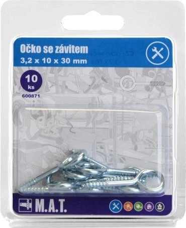 Lukket øje med gevind 30 × 10 × 3,2 mm, galvaniseret, 10 stk.