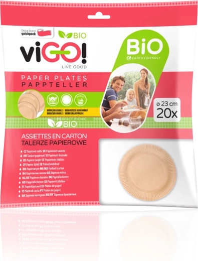 VIGO! Bio-papirtallerkener, brune, 23 cm, 20 stk.