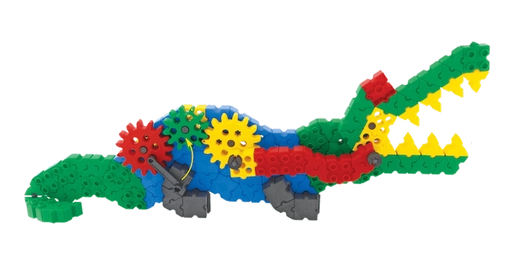 Bevægelige modeller af haj og krokodille