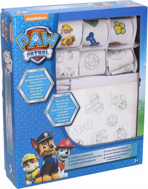 Paw Patrol farvelægningsklistermærker og tatoveringer
