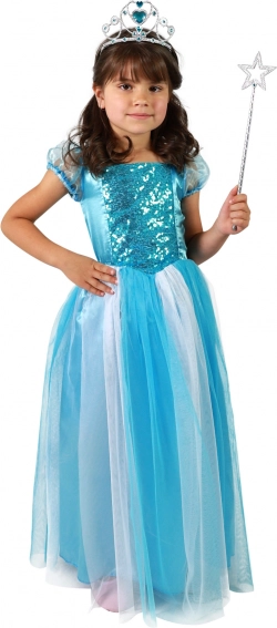 Børnekostume prinsesse – blå, størrelse S