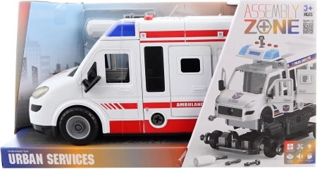 Batteridrevet skruesammen-ambulance – legetøj med lyde