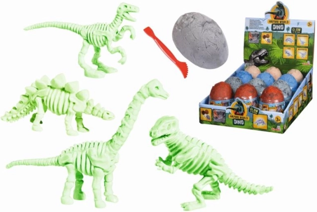 Udforskningssæt med dinosaur-skelet i æg