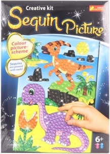 Billede med glitrende pailletter Dinosaur