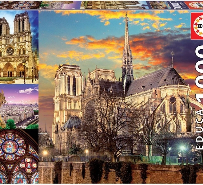 Puslespil Notre Dame kollage 1000 brikker