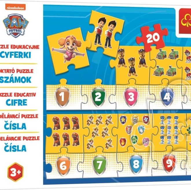 Uddannelsesmæssigt puslespil Tal Paw Patrol 20 brikker